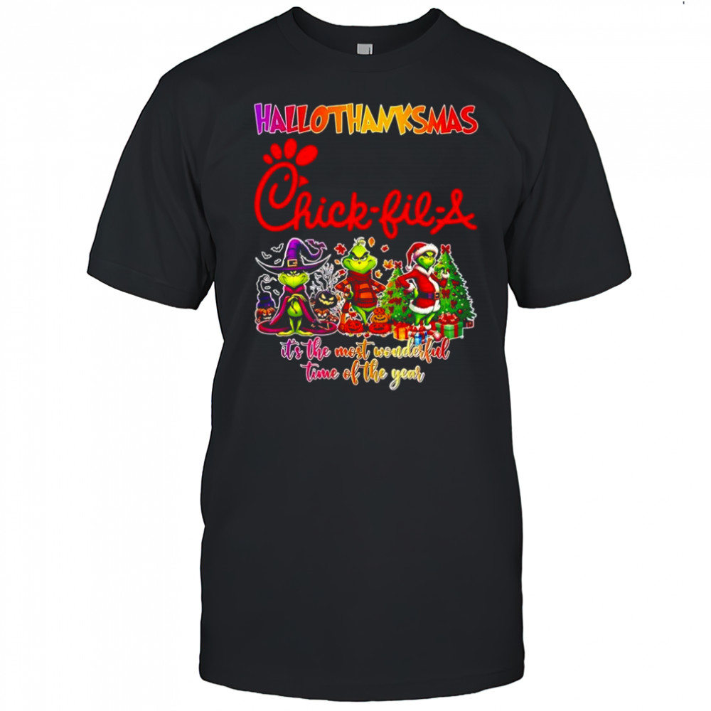 Happy Hallothanksmas Chick Fil A x Grinch it’s the most wonderful time of the year shirt