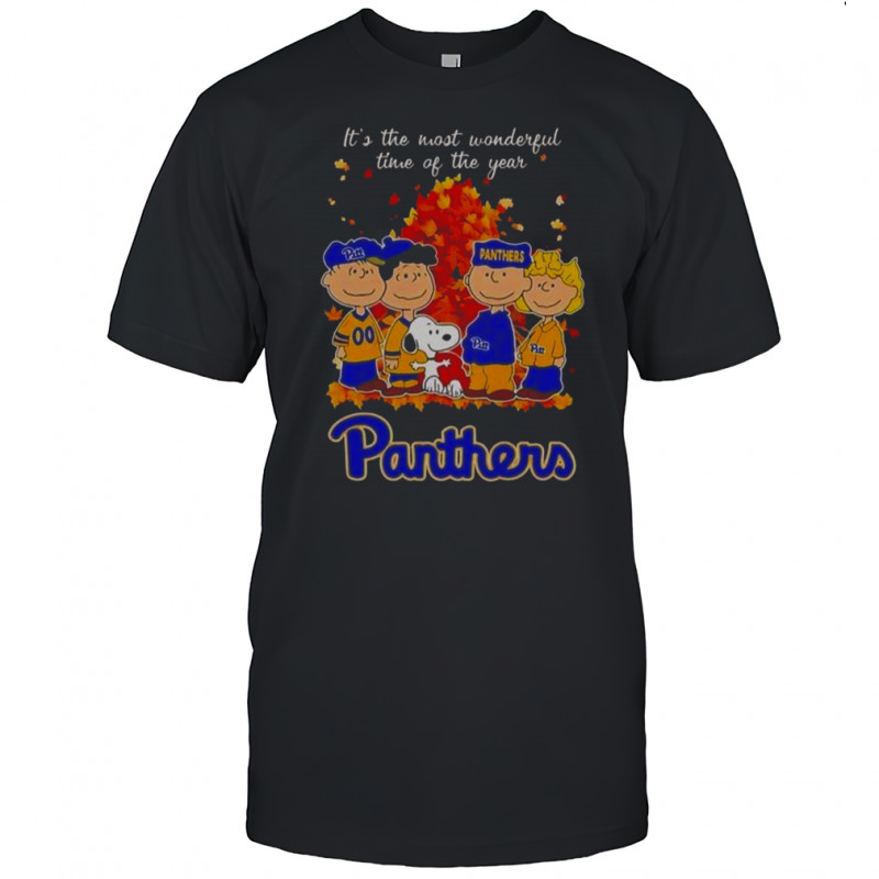 Happy Snoopy And Friends Pitt Panthers It’s The Most Wonderful Time Of The Year Autumn T-Shirt