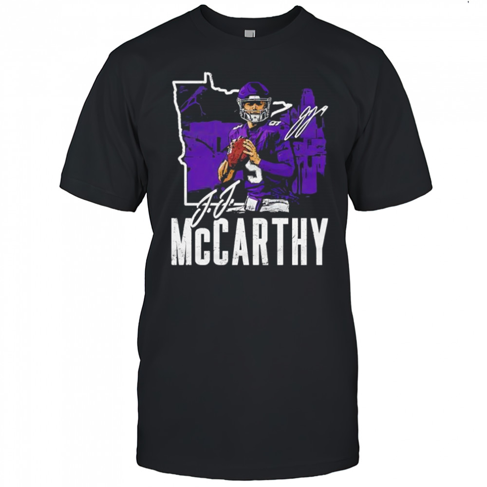 J.J. McCarthy Minnesota Vikings 500 level charcoal signature shirt