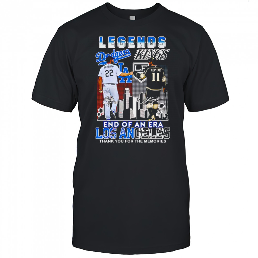 Kershaw and Kopitar Legends end of an era Los Angeles thank you for the memories shirt