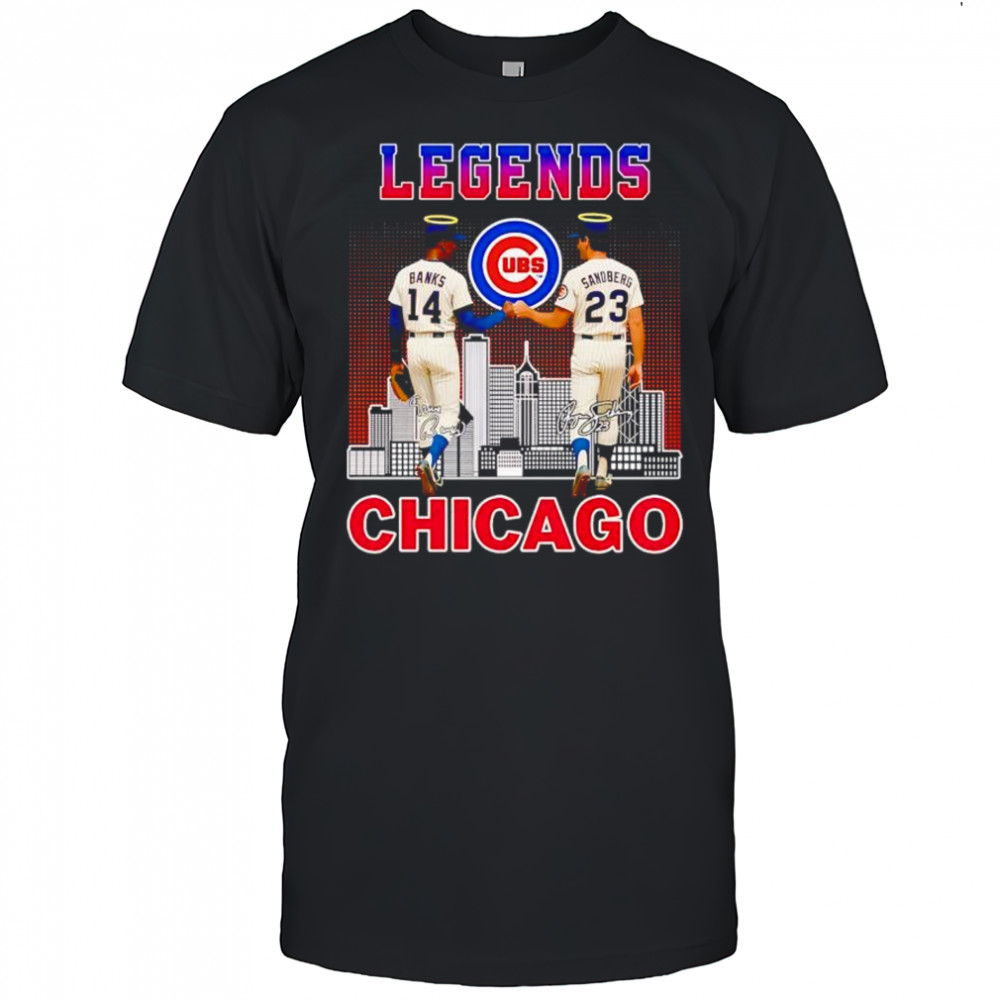 Legends Chicago Cubs Banks and Sandberg signatures shirt