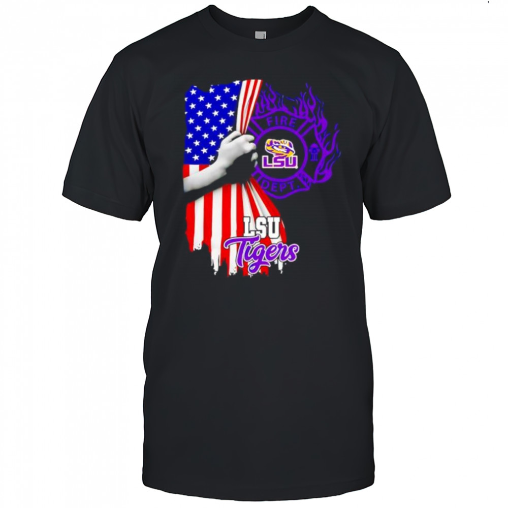 LSU Tigers Fire Dept American Flag shirt