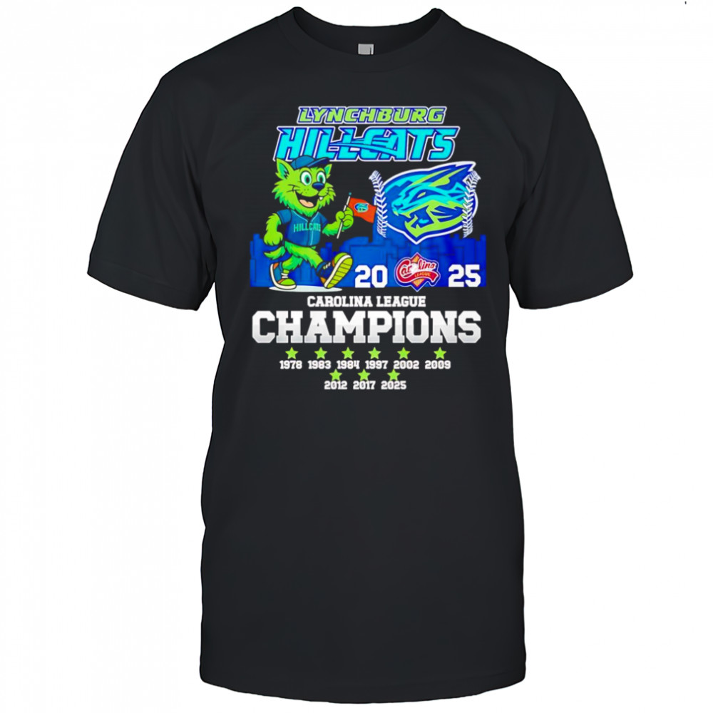 Lynchburg Hillcats 2025 Carolina League Champions mascot shirt