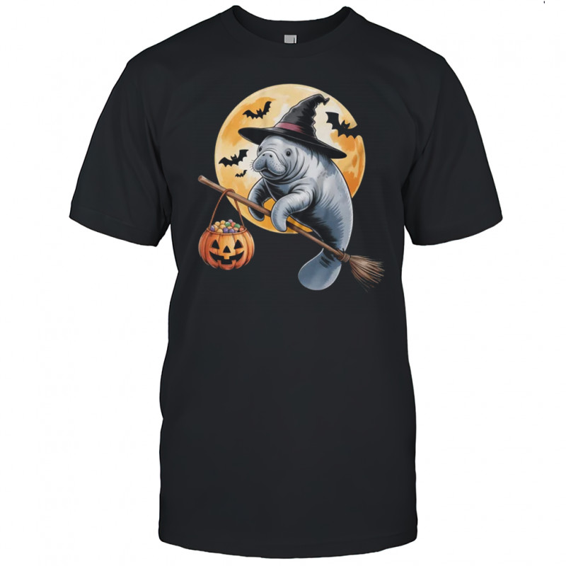 Manatee Witch Hat Pumpkin Halloween Costume Men Women Kids shirt
