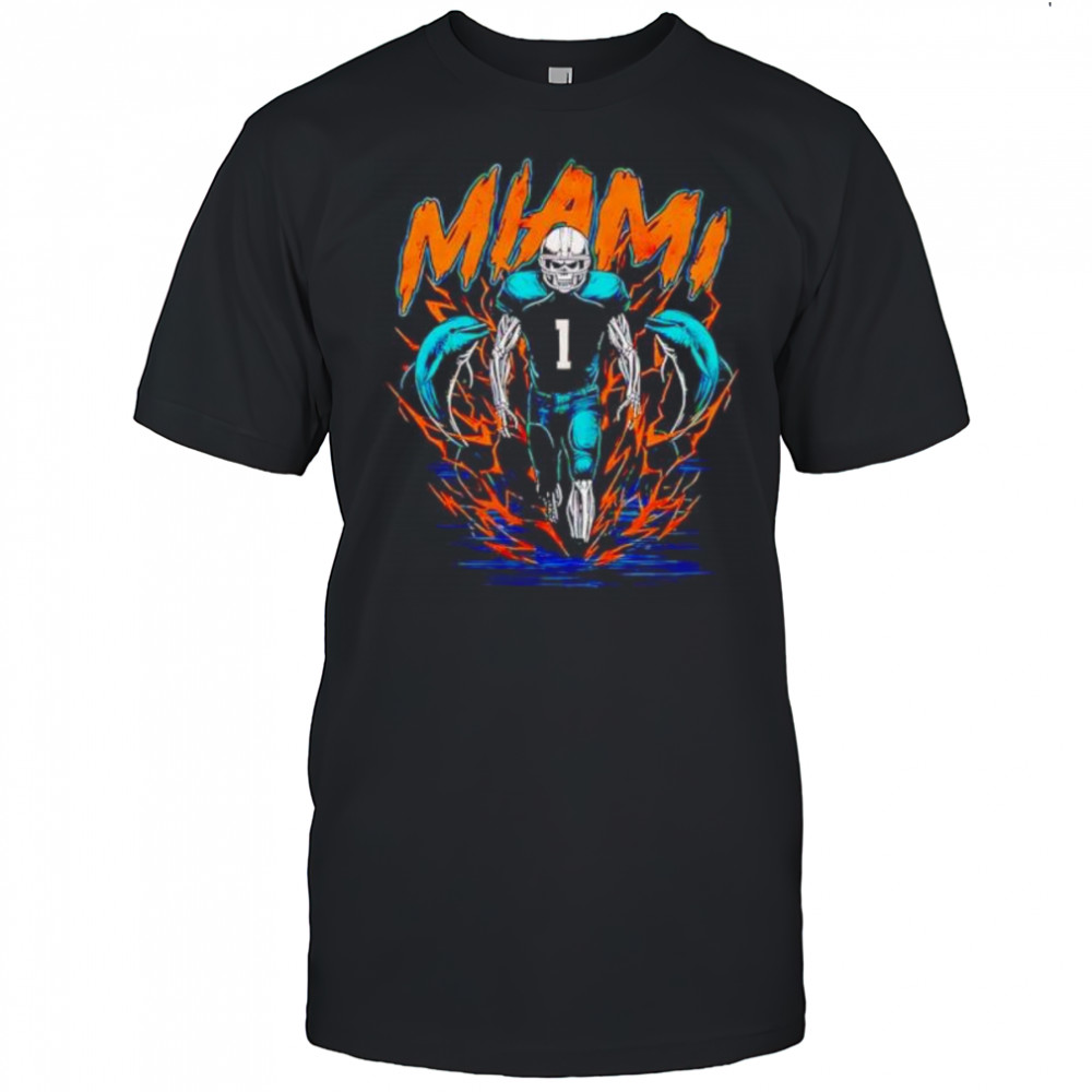 Miami Dolphins Skeleton Football Player number 1 shirt