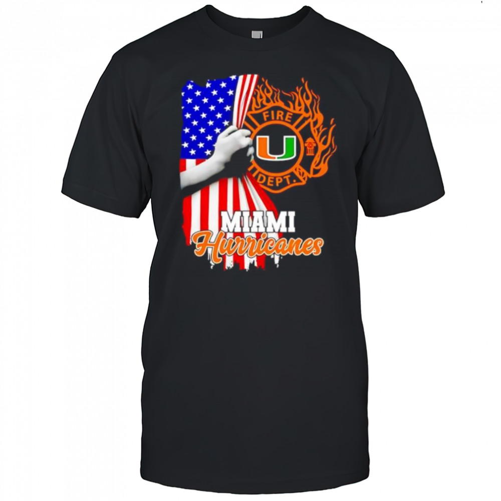Miami Hurricanes Firefighter Pride American Flag shirt