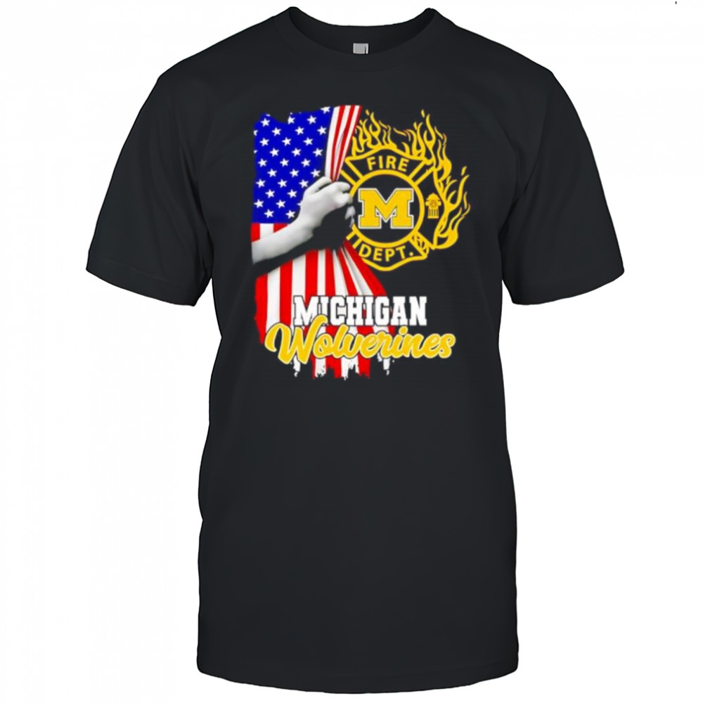 Michigan Wolverines Fire Dept American Flag shirt