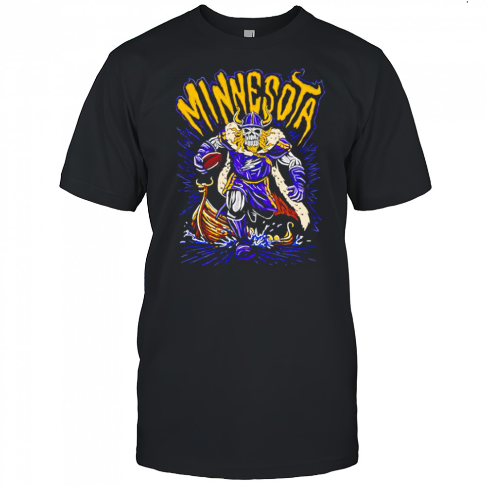 Minnesota Viking Skeleton Warrior Flames Axe Shield shirt