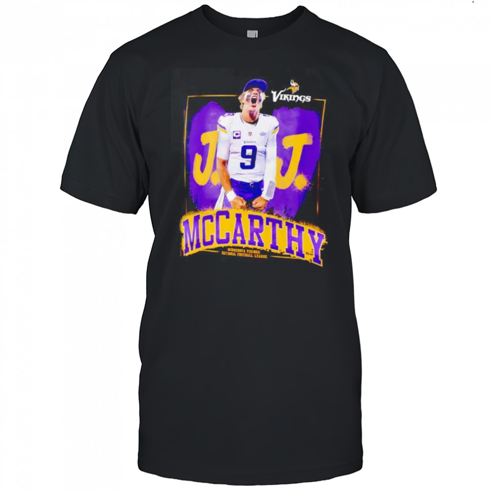 Minnesota Vikings JJ McCarthy Black Player graphic shirt
