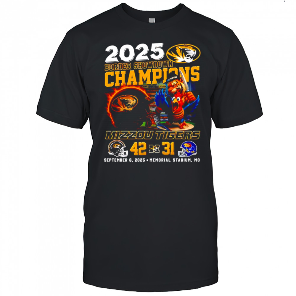 Mizzou Tigers Border Showdown Champions 2025 Memorial stadium helmet mascot shirt