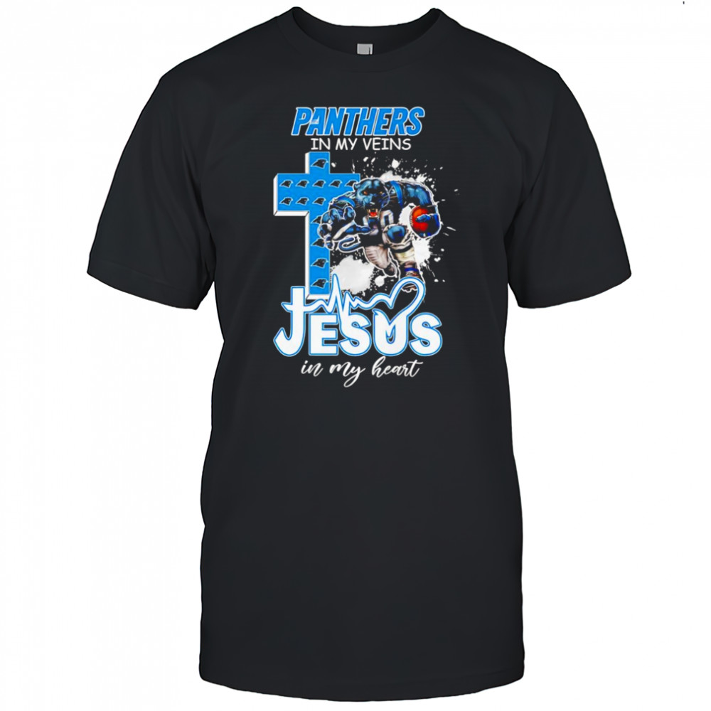 Panthers in my veins Jesus in my heart mascot shirt