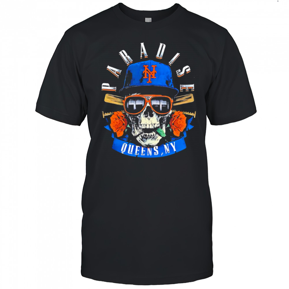 Paradise Queens Ny Baseball Skull Sunglasses Rose shirt