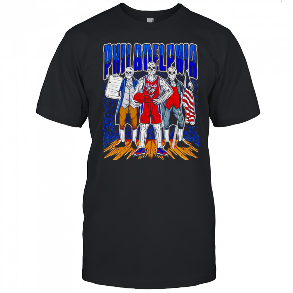Philadelphia Skeleton Basketball Player with Founding Fathers shirt