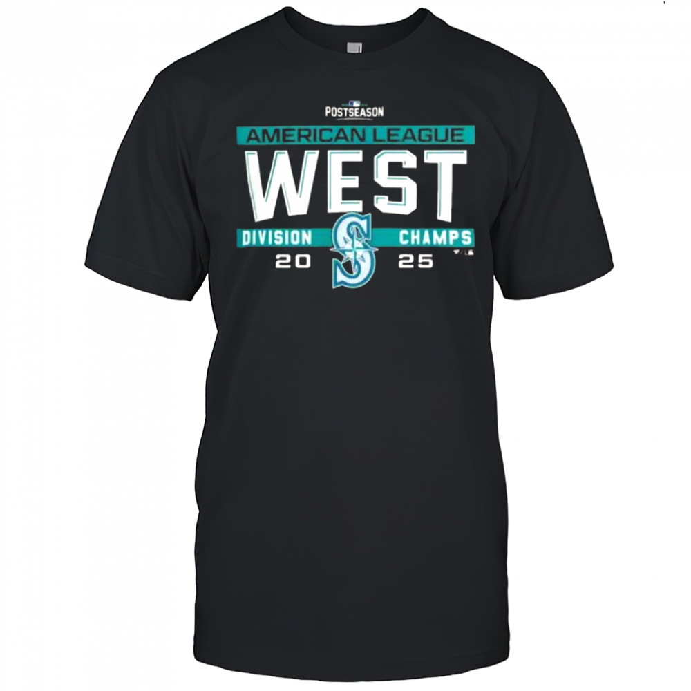 Seattle Mariners MLB 2025 Al West Division Title Postseason Locker Room Team T-Shirt