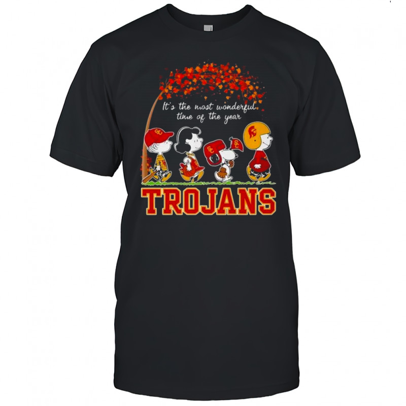 Snoopy And Friends Trojans Sports Team It’s The Most Wonderful Time Of The Years Autumn T-Shirt