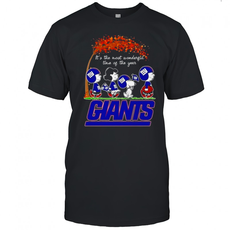 Snoopy And Friends X New York Giants Sports Team It’s The Most Wonderful Time Of The Year Autumn T-Shirt