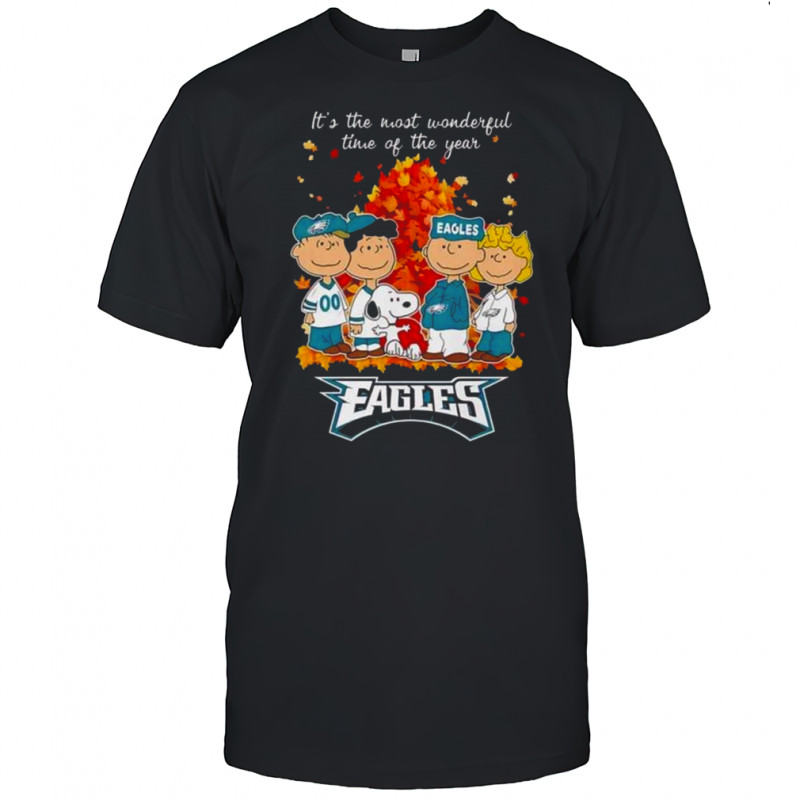 Snoopy And Friends X Philadelphia Eagles It’s The Most Wonderful Time Of The Year Autumn T-Shirt