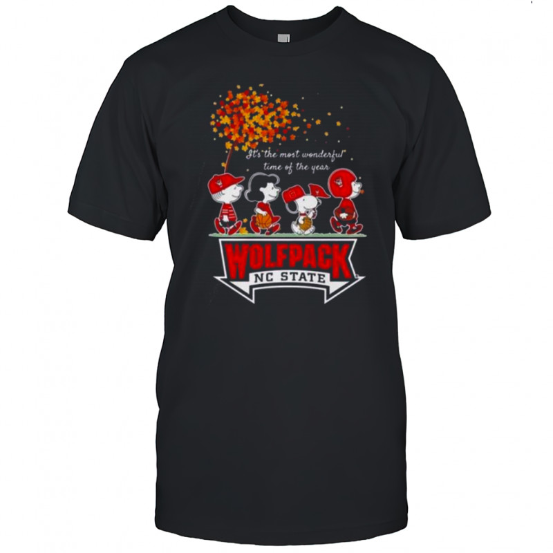 Snoopy And Friends X Wolfpack NC State Sports Team It’s The Most Wonderful Time Of The Year Autumn T-Shirt