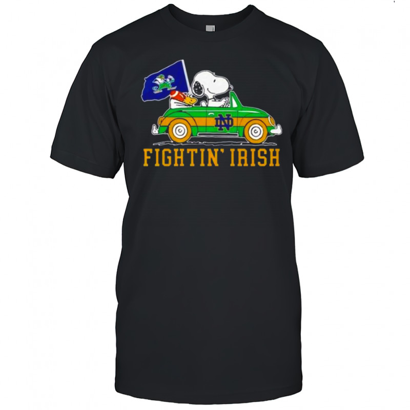 Snoopy And Woodstock Driving Car Notre Dame Fighting Irish T-Shirt