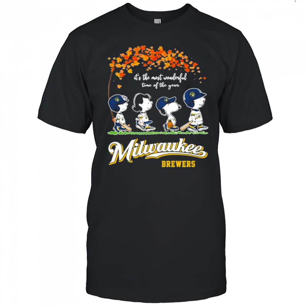 Snoopy The Peanuts Milwaukee Brewers It’s The Most Wonderful Time Of The Year Walking T-shirt