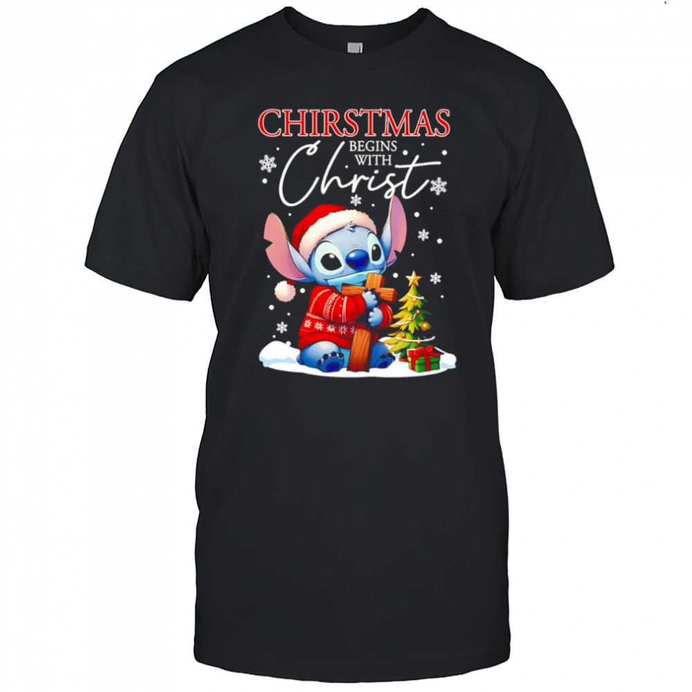 Stitch Christmas begins with Christ shirt