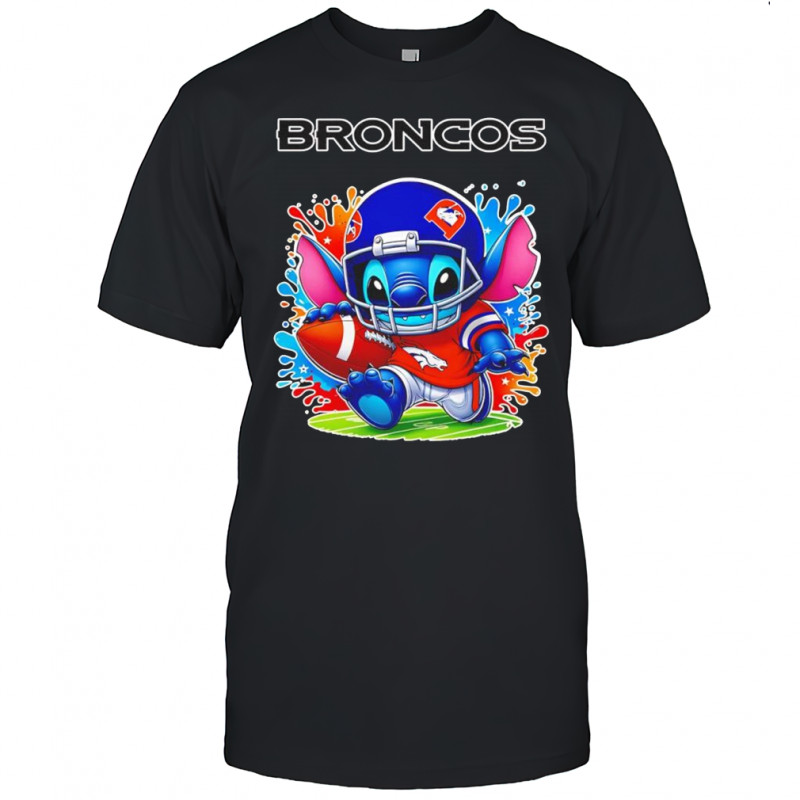 Stitch X Denver Broncos football colorful graphic shirt