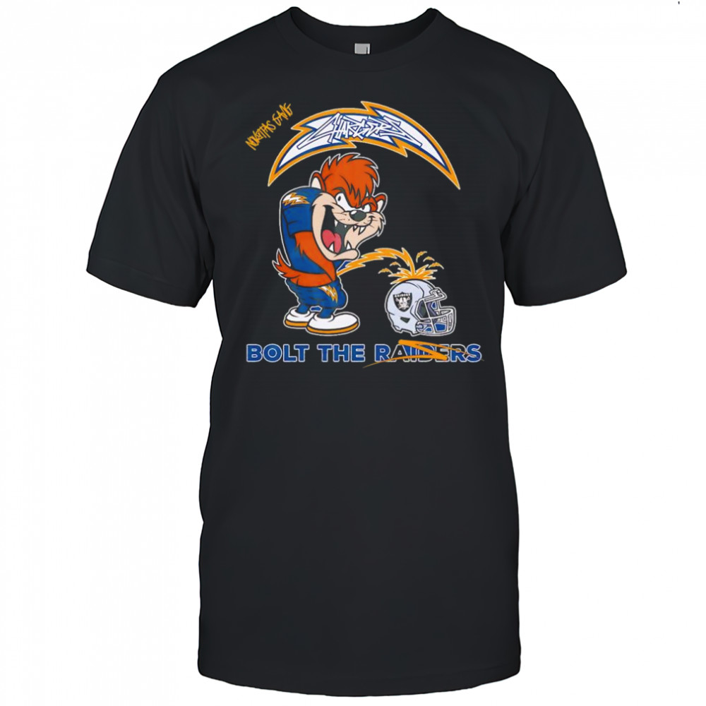 Tasmanian Devil Los Angeles Chargers Oakland Raiders helmet Bolts the Raiders shirt