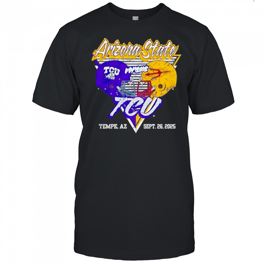 TCU Horned Frogs and Arizona State Sun Devils football helmet 2025 shirt