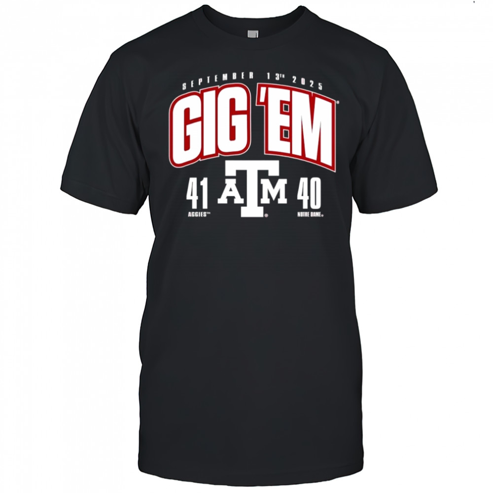 Texas A&M Aggies vs. Notre Dame Fighting Irish 2025 Score shirt