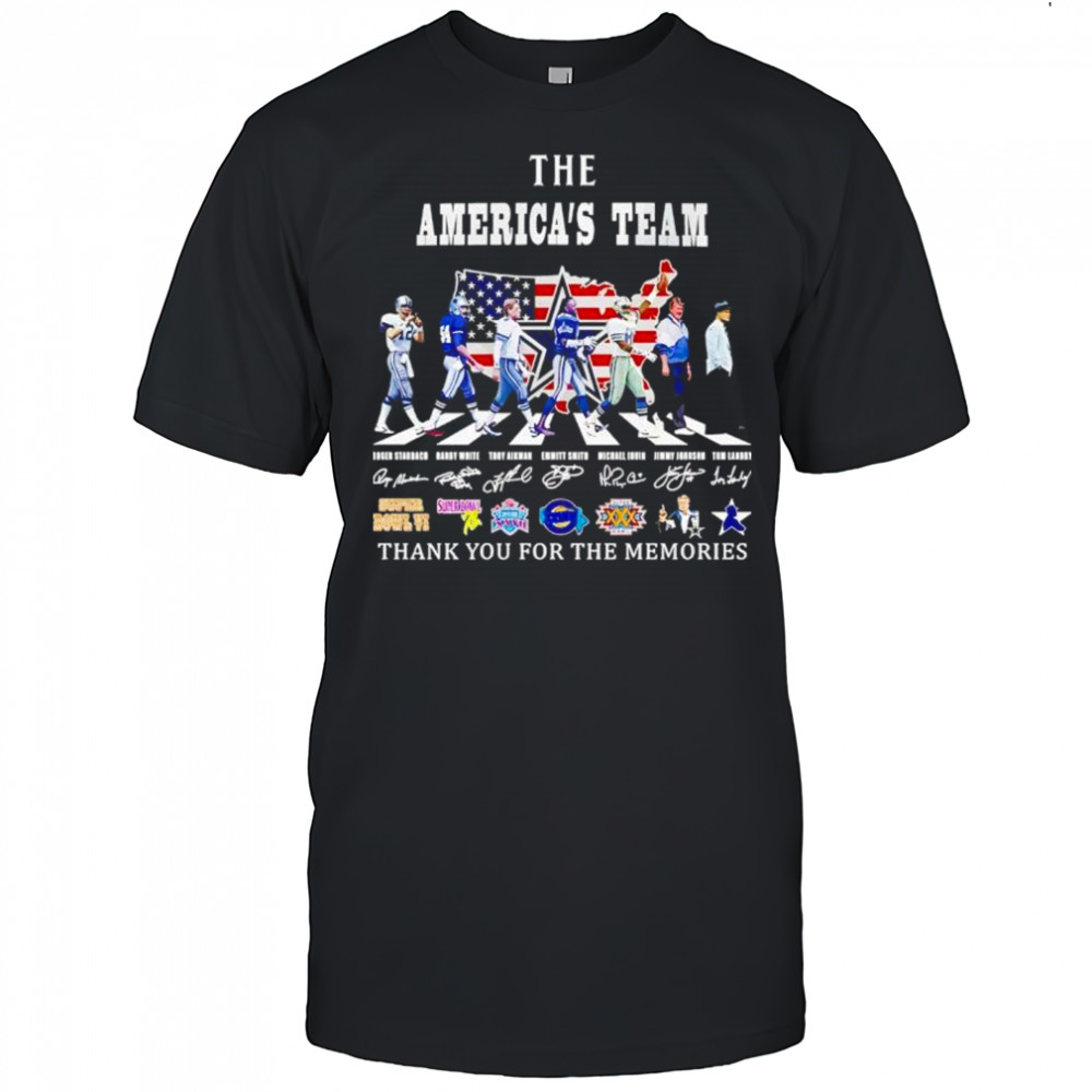 The America’s team Dallas Cowboy walking across thank you for the memories signatures shirt