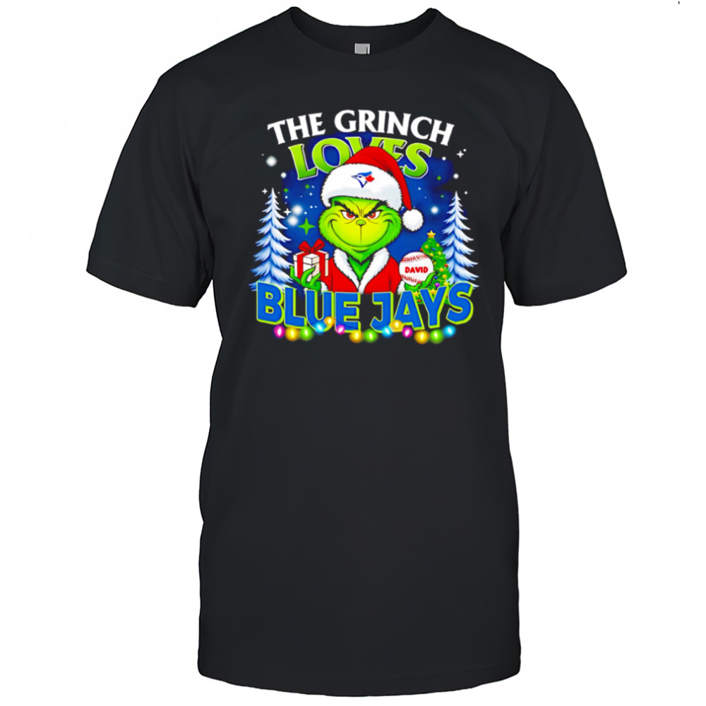 The Grinch Loves Blue Jays Christmas Baseball Personalized shirt