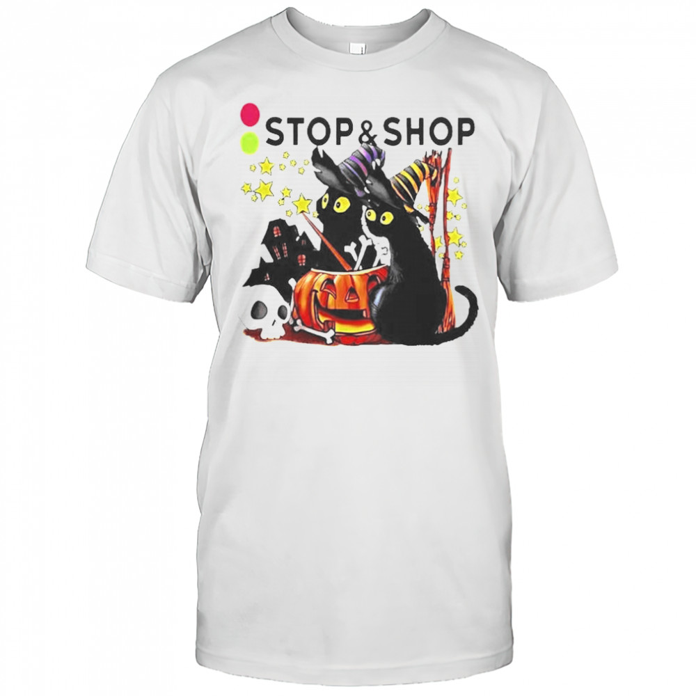The Stop And Supermarket Black Cat Witch Pumpkin Haunted House Halloween T-Shirt