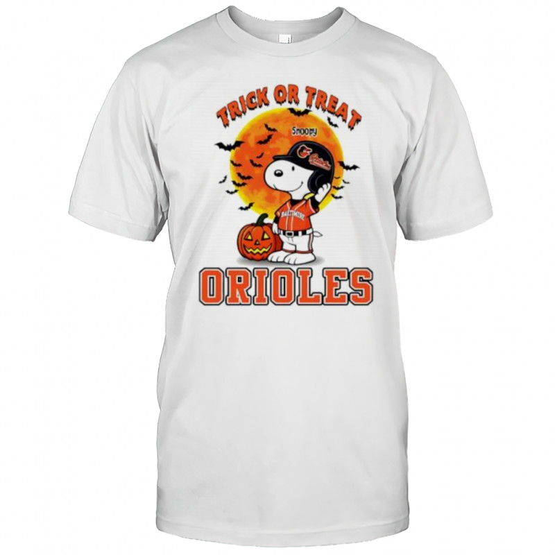 Trick or Treat Baltimore Orioles Snoopy Halloween shirt