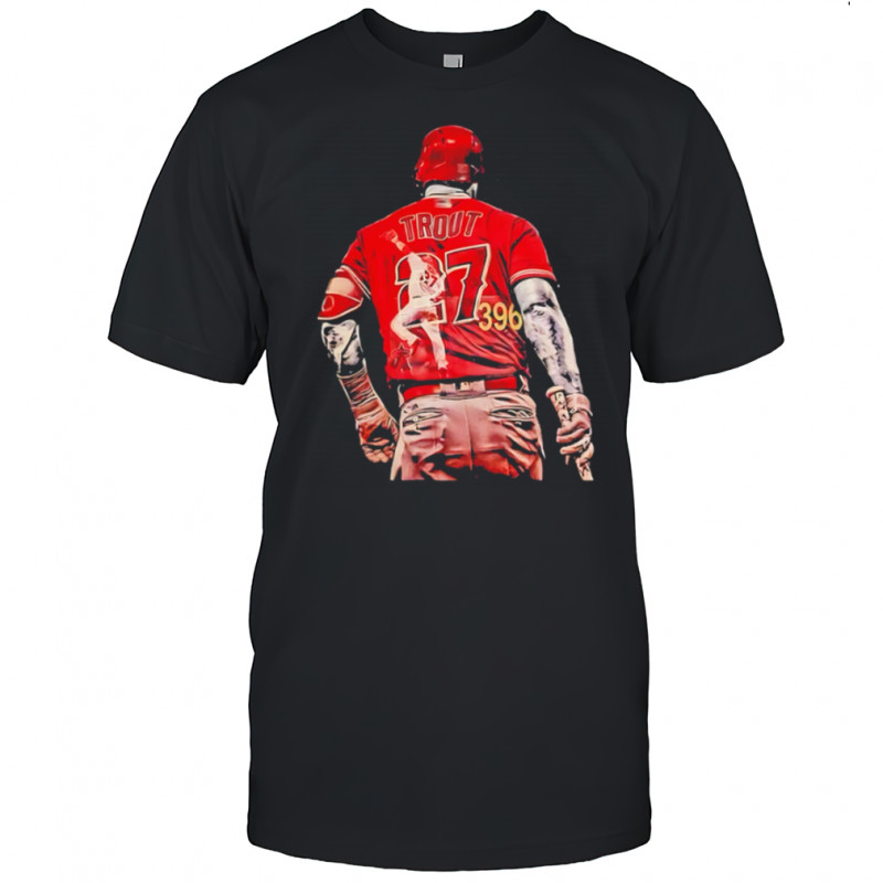 Trout 27 396 baseball with angel player and jersey graphic shirt