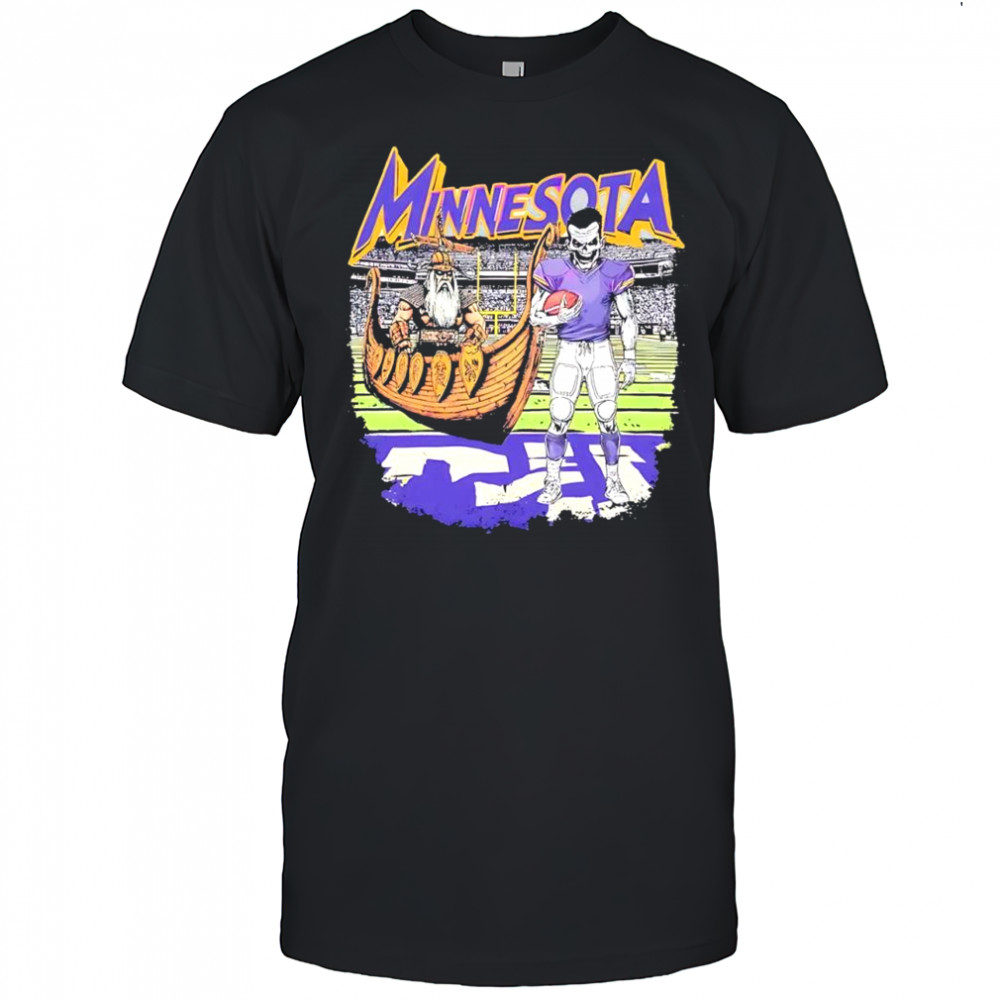 Zombie Minnesota Viking football ship retro style shirt