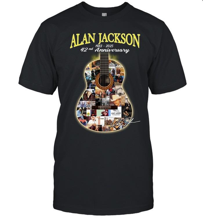 Alan Jackson 42nd Anniversary 1983–2025 Guitar Collage T-Shirt