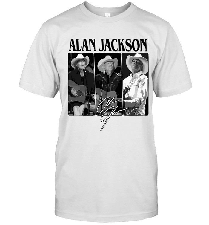Alan Jackson Black And White Photo Collage T-Shirt