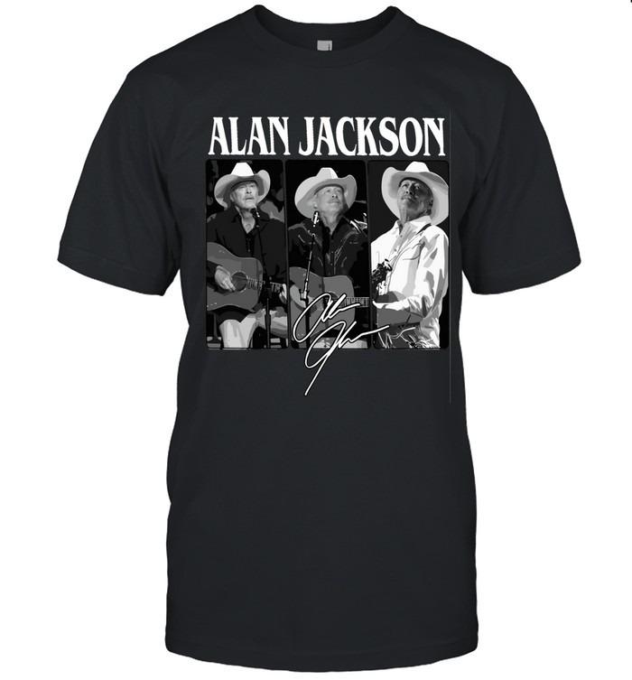 Alan Jackson Black And White Portrait Signature T-Shirt