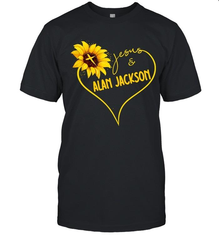 Jesus And Alan Jackson Heart Sunflower T-Shirt