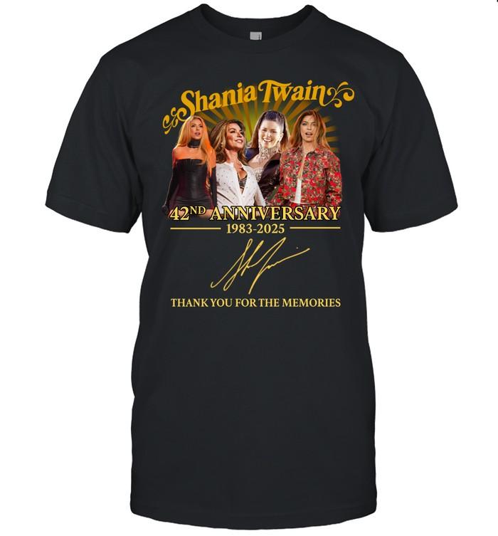 Shania Twain 42nd Anniversary 1983–2025 Thank You For The Memories T-Shirt