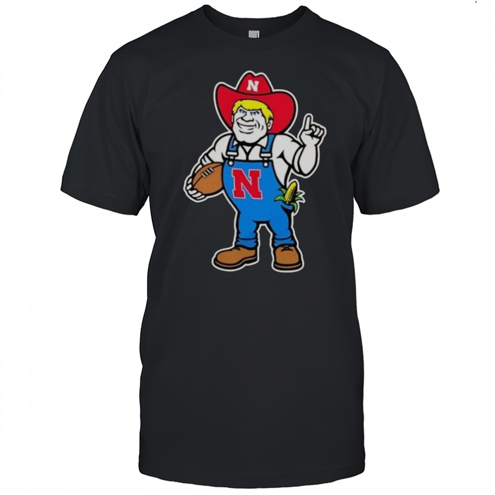 Andrew Whitworth Ryan Fitzpatrick Wearing Nebraska Huskers Herbie Mark Mascot T-Shirt
