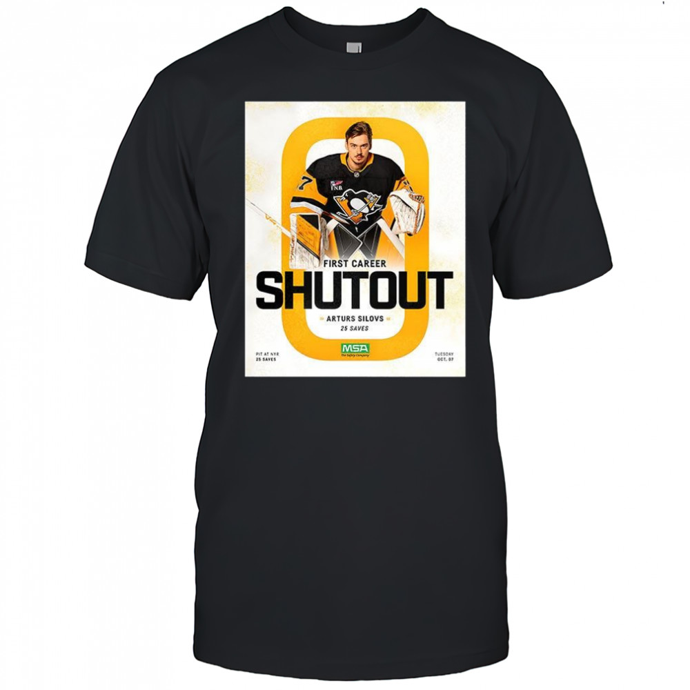 Arturs Silovs Pittsburgh Penguins first career shutout shirt