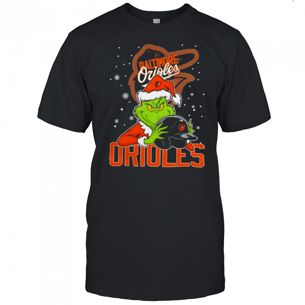 Baltimore Orioles Christmas Grinch Helmets Baseball Logo shirt