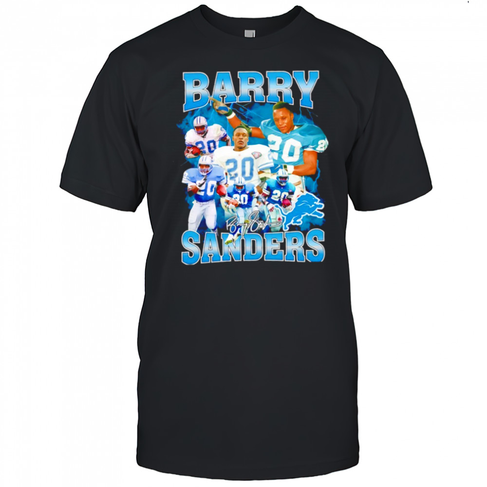 Barry Sanders Detroit Lions signature logo shirt