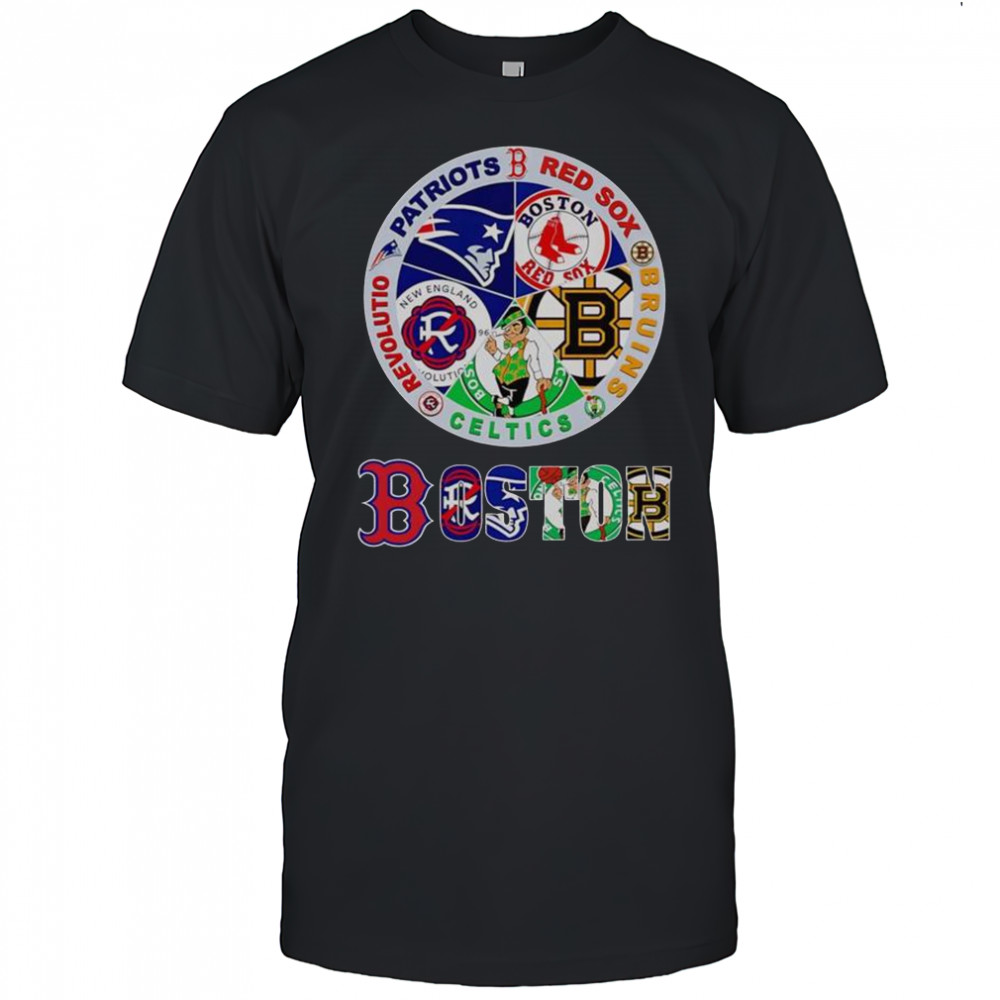 Boston Sports Patriots Red Sox Bruins Celtics Revolution Logo T-Shirt