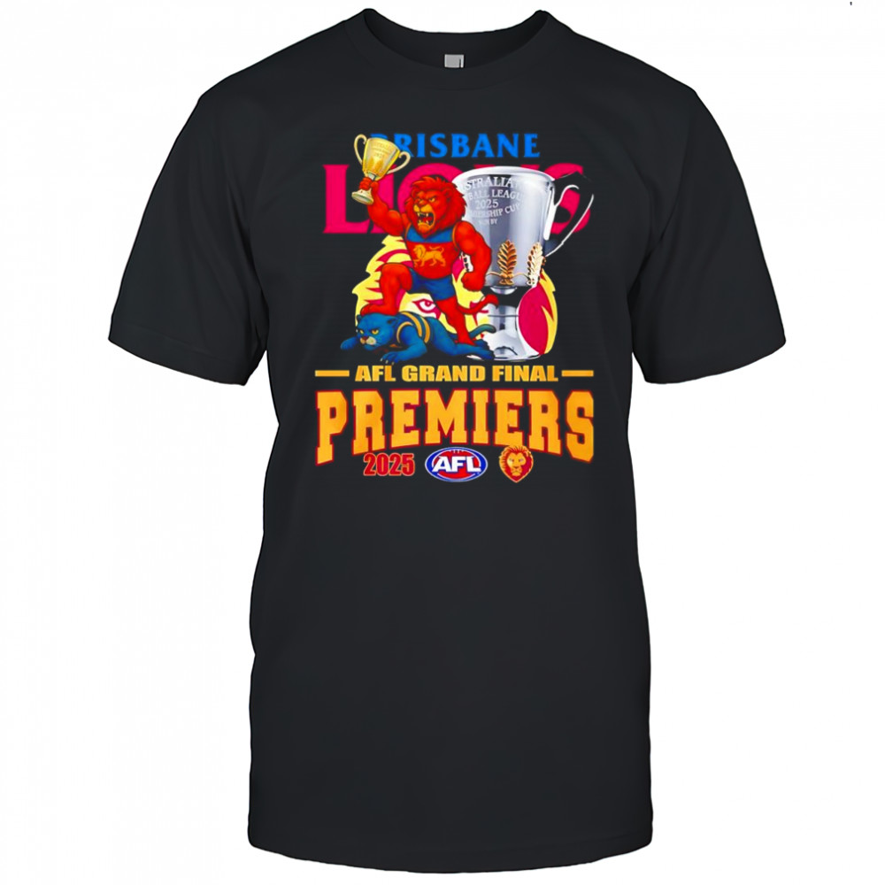 Brisbane Lions AFL Grand Final Premiers 2025 mascot with Cup shirt