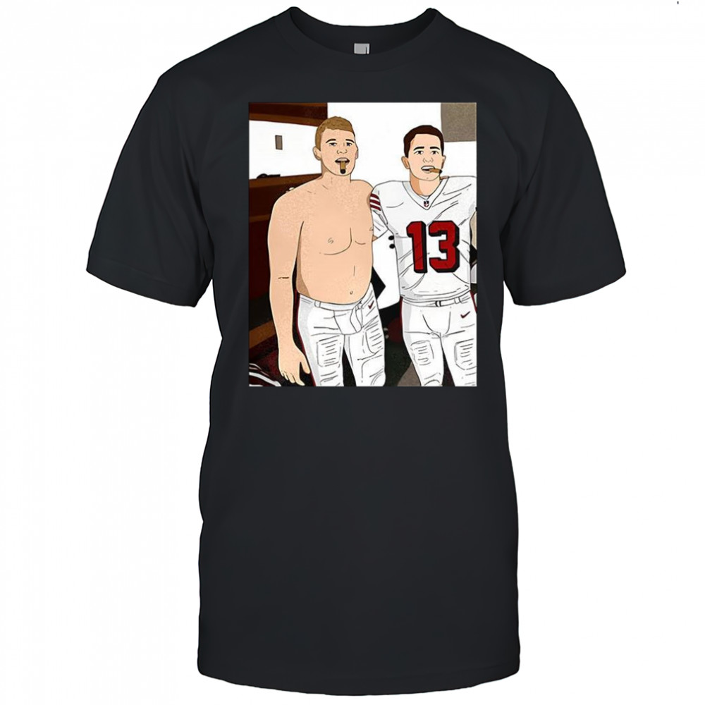 Brock Purdy and Mac Jones San Francisco 49ers football player graphic shirt