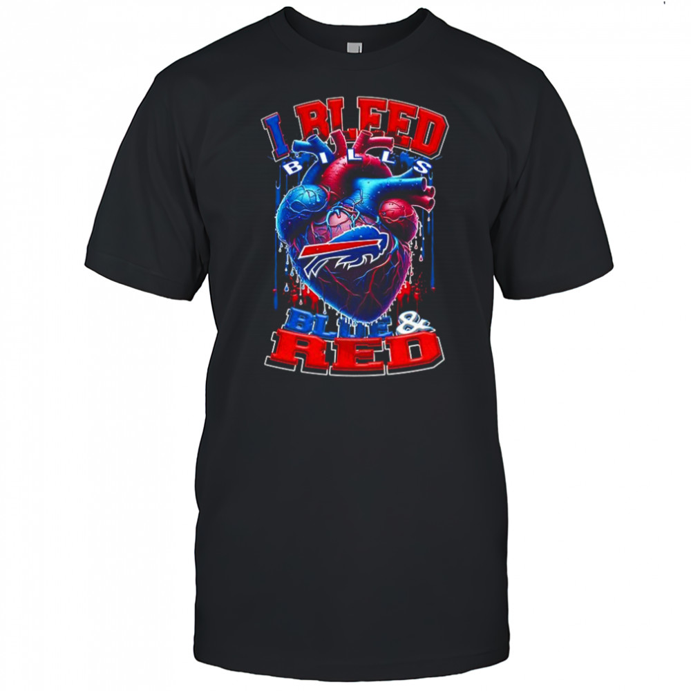 Buffalo Bills NFL I bleed Bills blue and red heart football lovers shirt