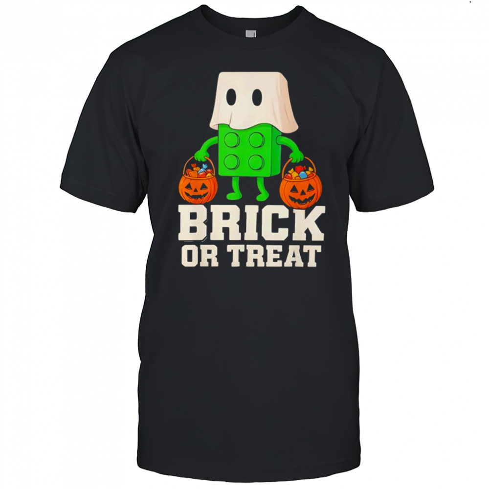 Building Bricks Halloween Brick or Treat Ghost Builder Funny shirt