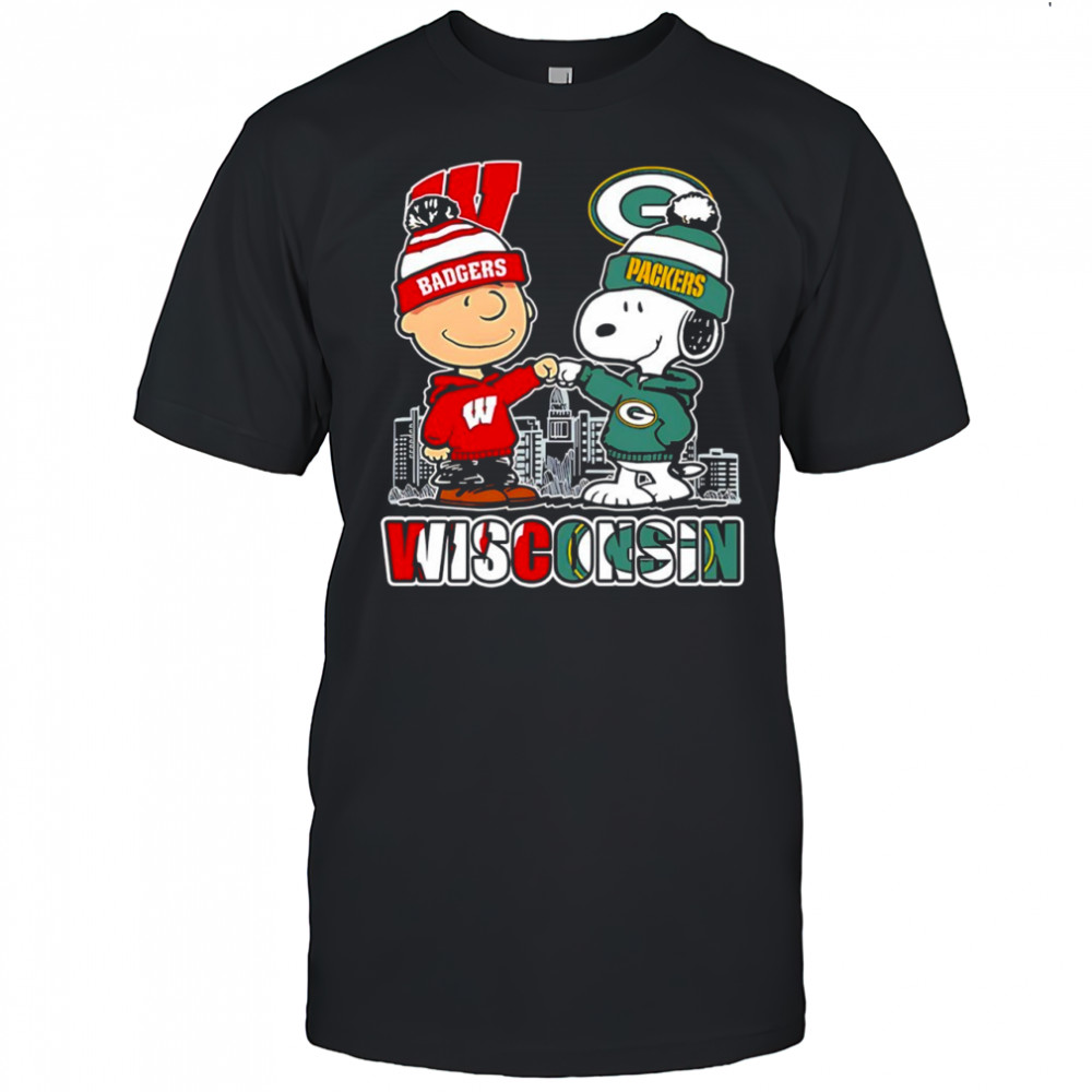 Charlie Brown and Snoopy x Wisconsin Badgers and Green Bay Packers shirt